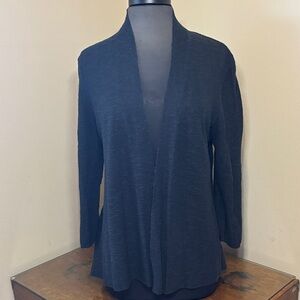 Eileen Fisher Black open front cardigan, organic linen/cotton blend, EUC, Large